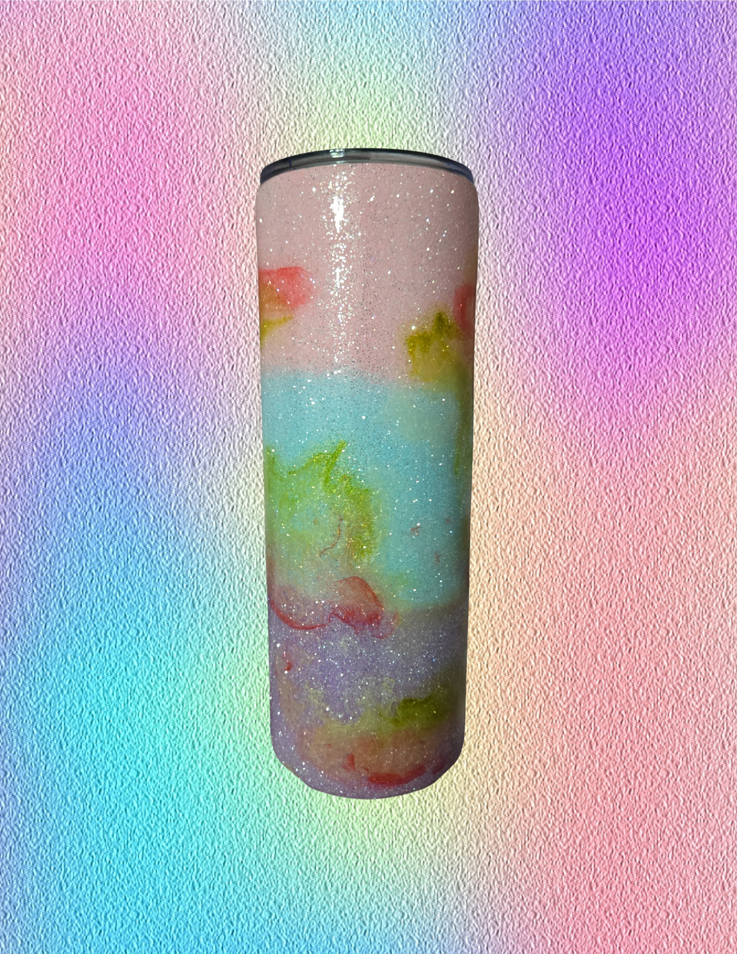 RTS 20oz Skinny {Green/Red Ink Swirl w/ Glow}