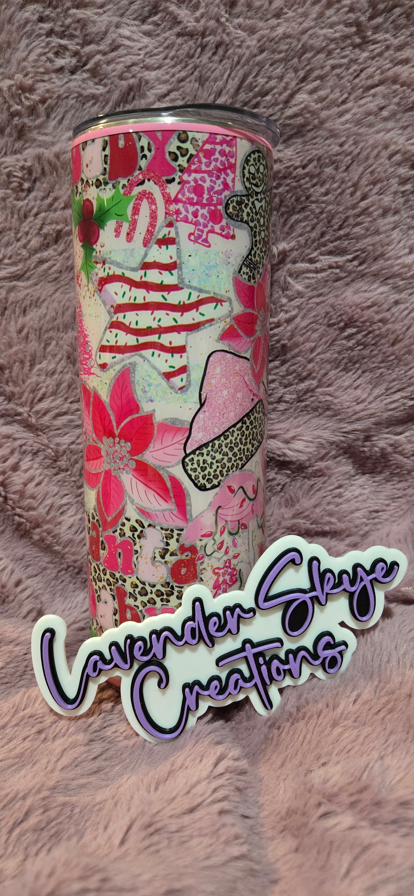 20oz Skinny {Pink Santa}
