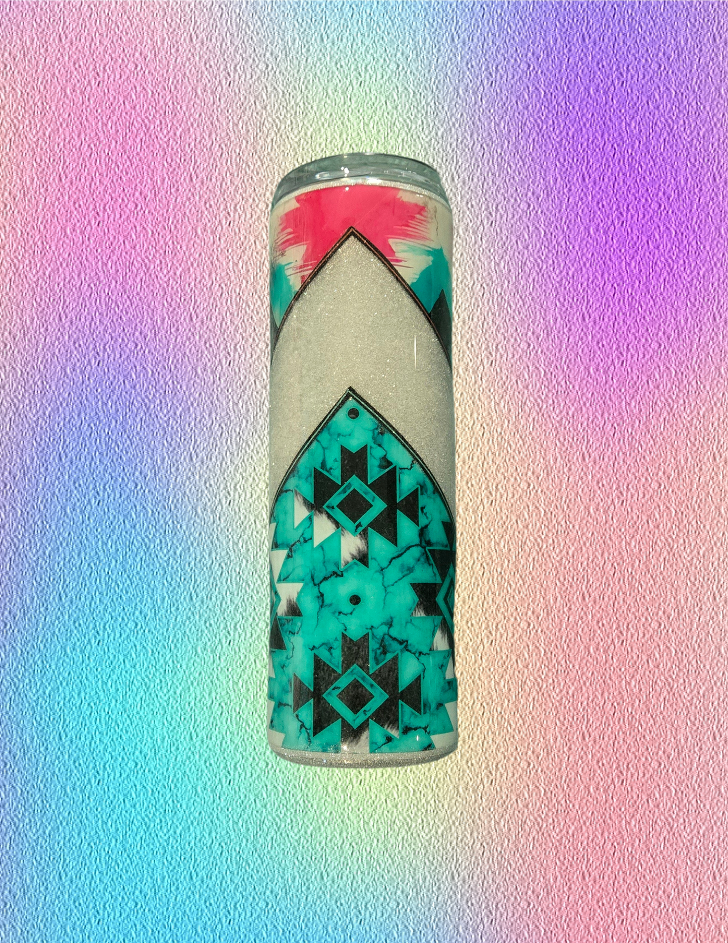 RTS 30oz Skinny {Pink/Teal Bull Skull}