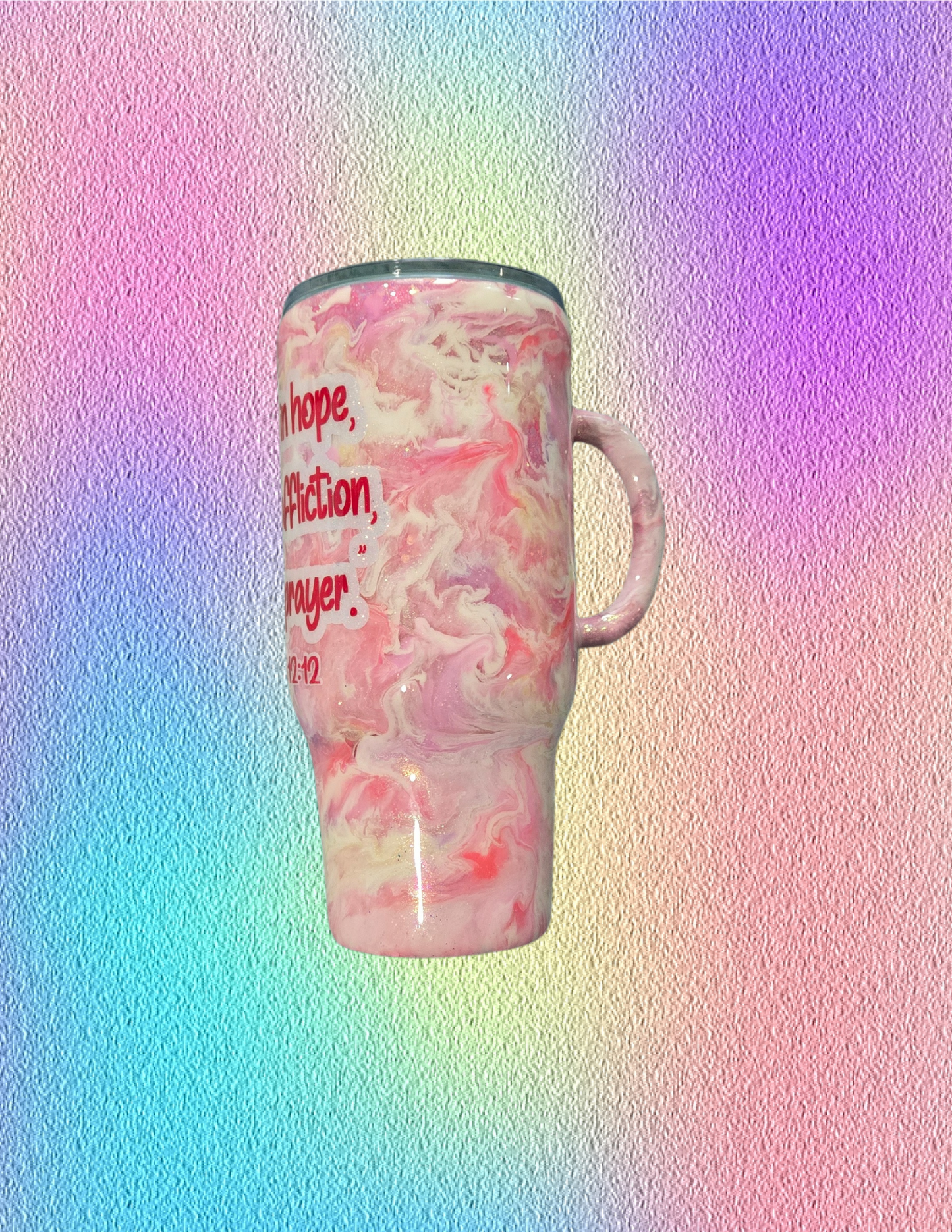 RTS 32oz Travel Mug {Romans 12:12 w/ Glow}