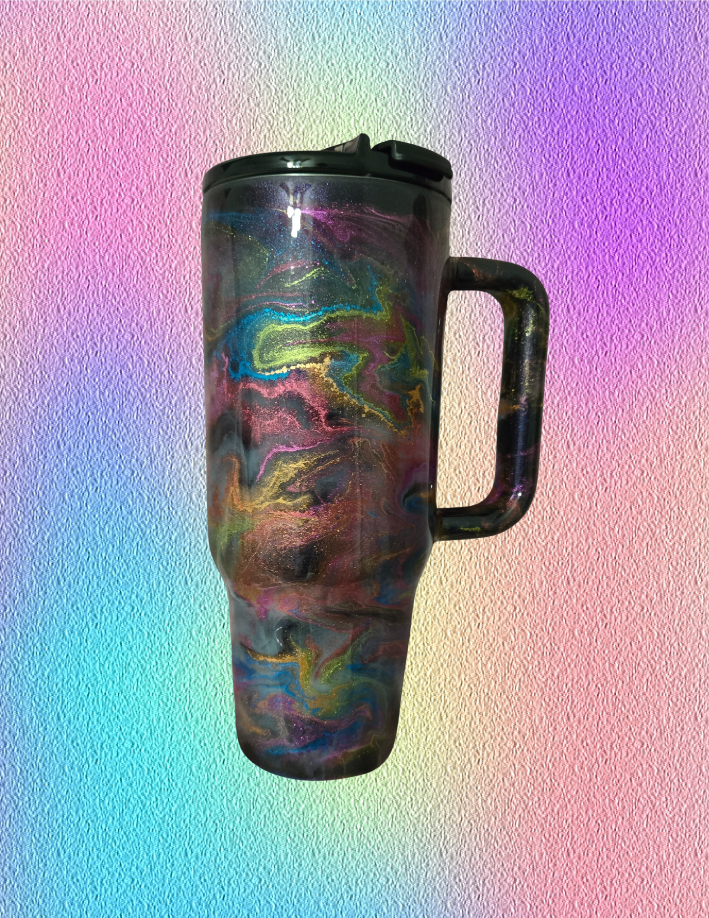 RTS 40oz Big Swig {Neon Chrome Ink Swirl w/ Glow}
