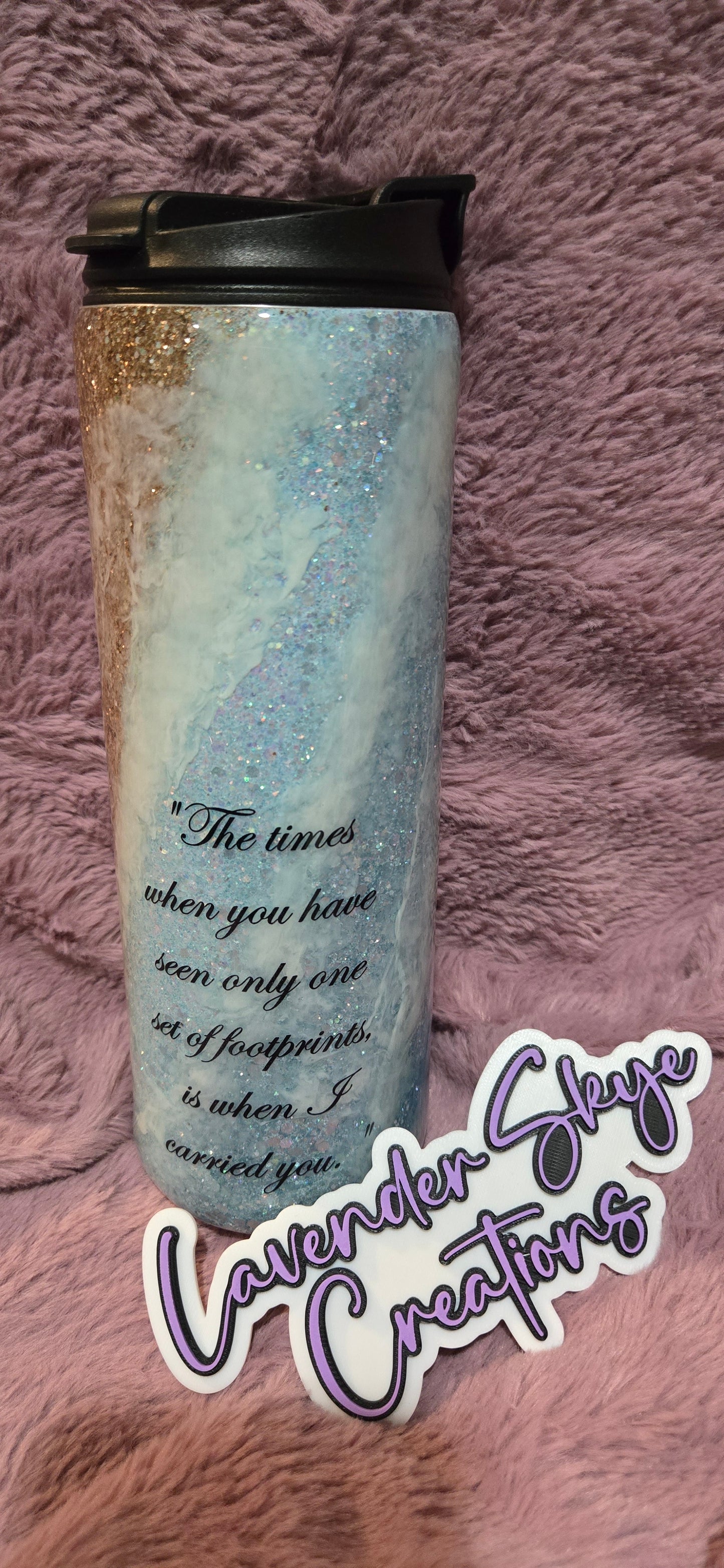 18oz Dual Flip {Footprints in the Sand w/ Glow}