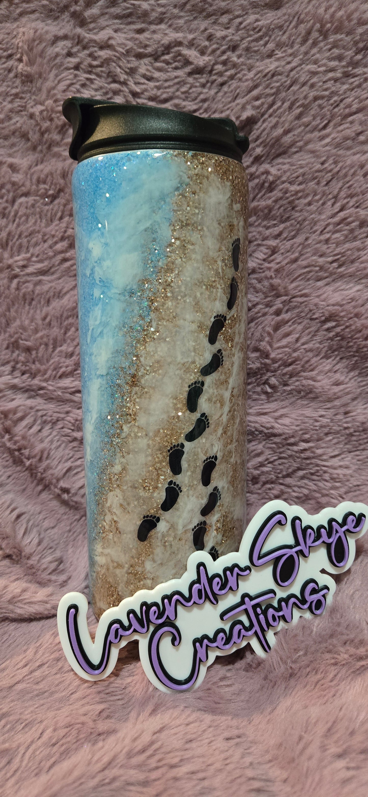 18oz Dual Flip {Footprints in the Sand w/ Glow}