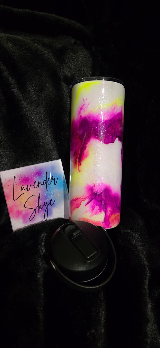 RTS 24oz Hydrofit {Purple/Yellow Ink Swirl w/ Glow}