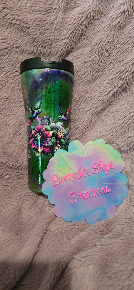 16oz Travel Mug {Wicked Vibes w/ Hummingbirds}