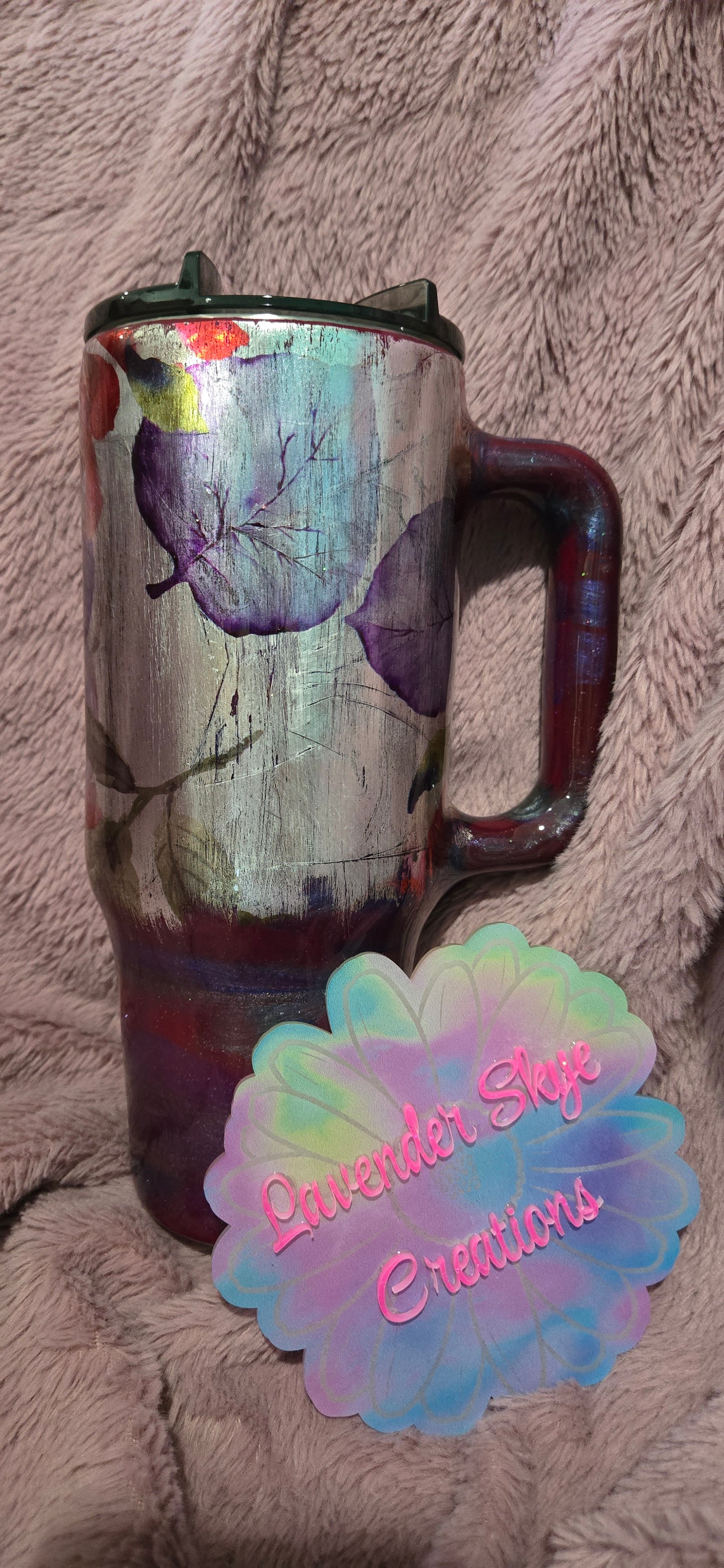 40oz Big Swig {Purple Foil Flowers}