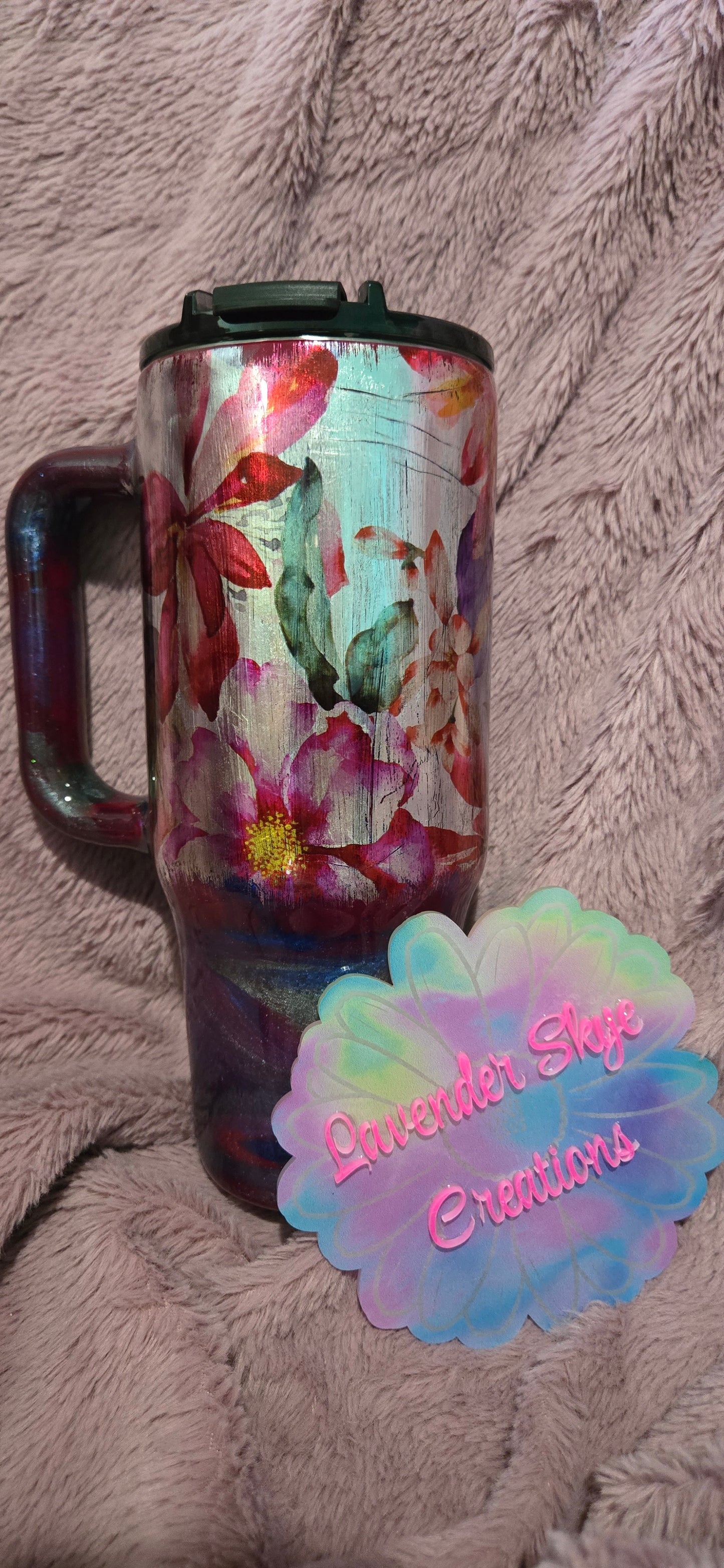 40oz Big Swig {Purple Foil Flowers}