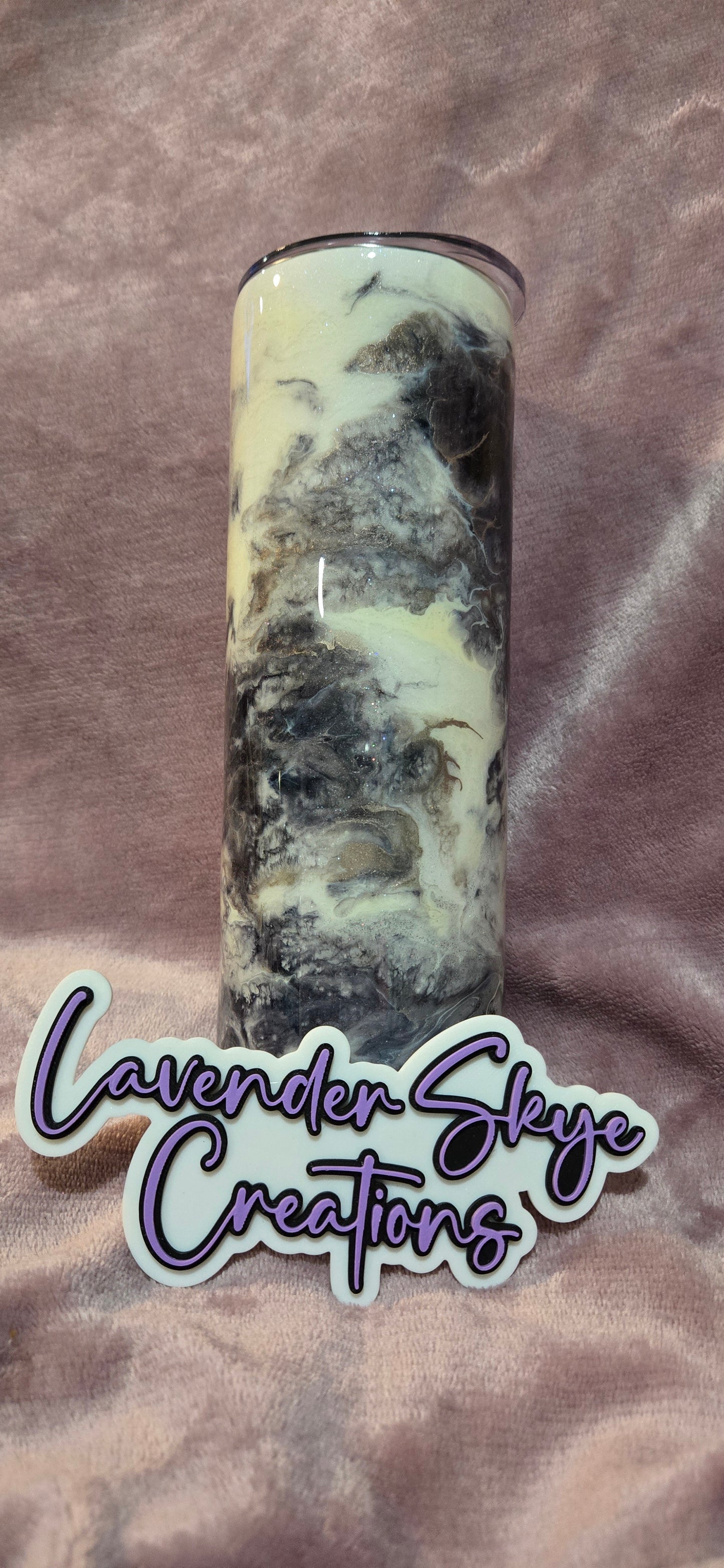 RTS 20oz Skinny {Black, White & Gold Marble}