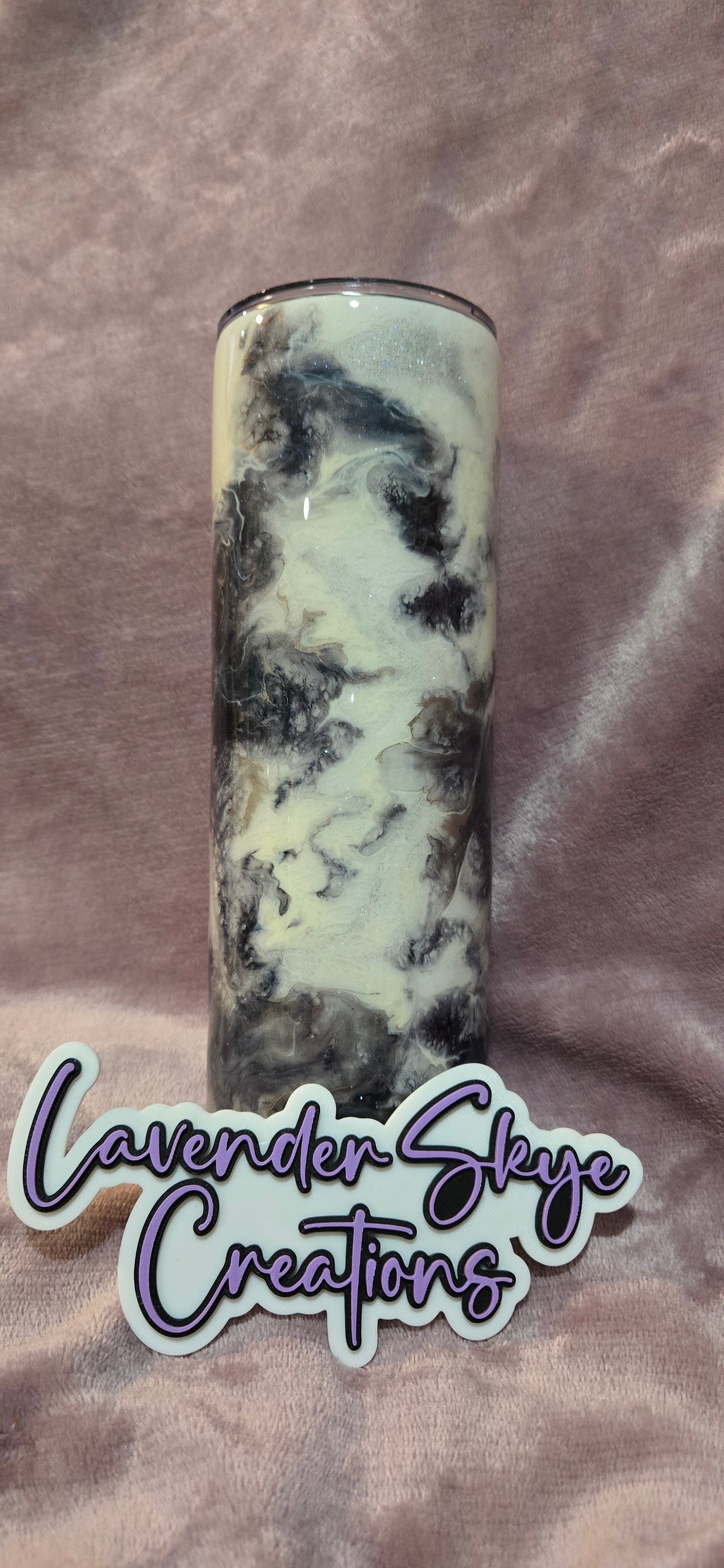 RTS 20oz Skinny {Black, White & Gold Marble}