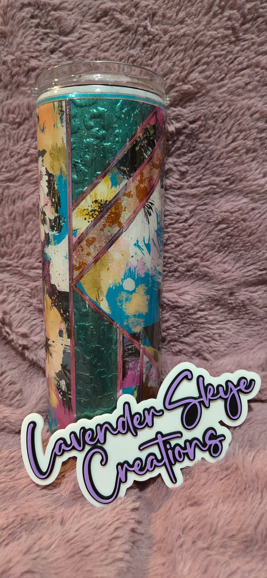 RTS 20oz Duo {Teal Flower Mixed-Media}