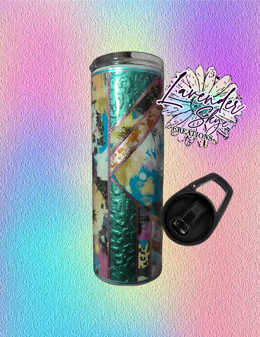 RTS 20oz Duo {Teal Flower Mixed-Media}