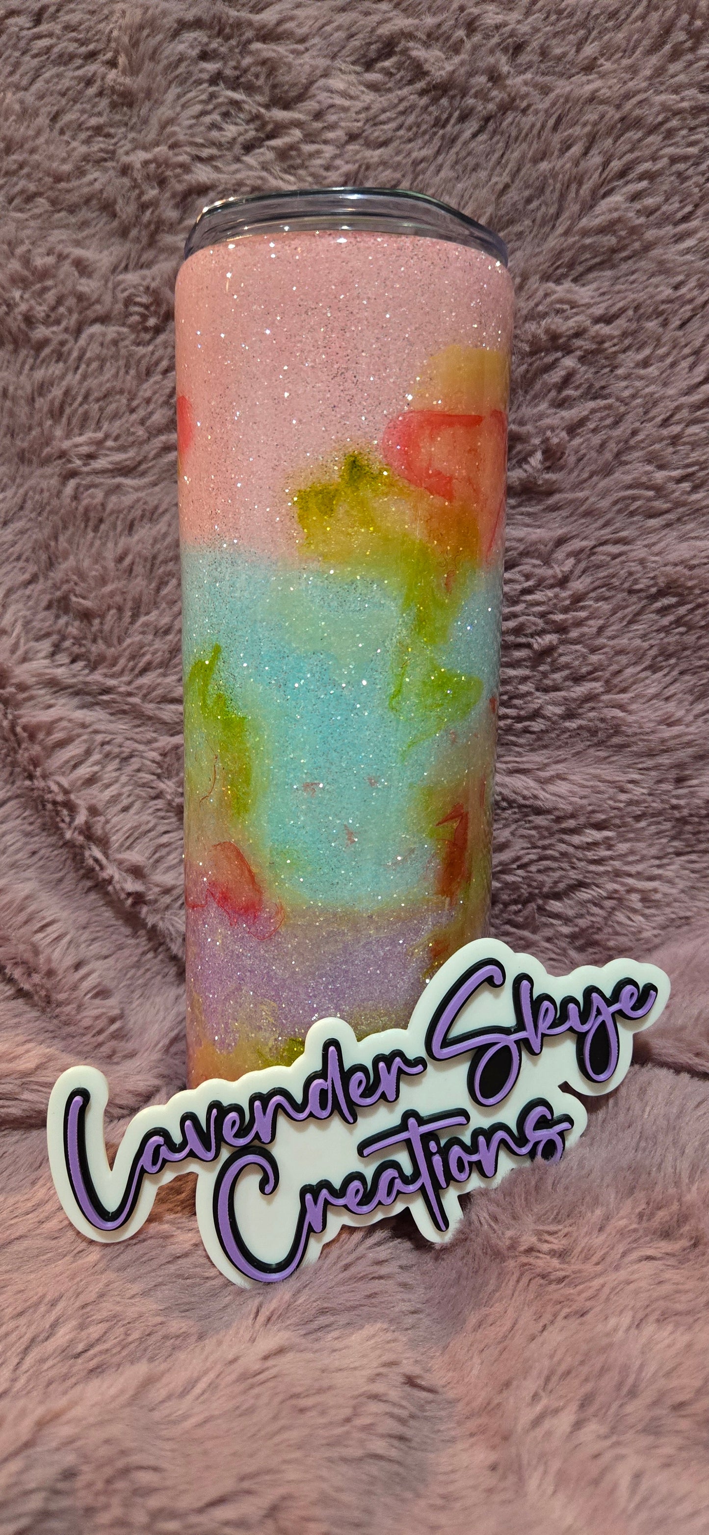 20oz Skinny {Green/Red Ink Swirl w/ Glow}