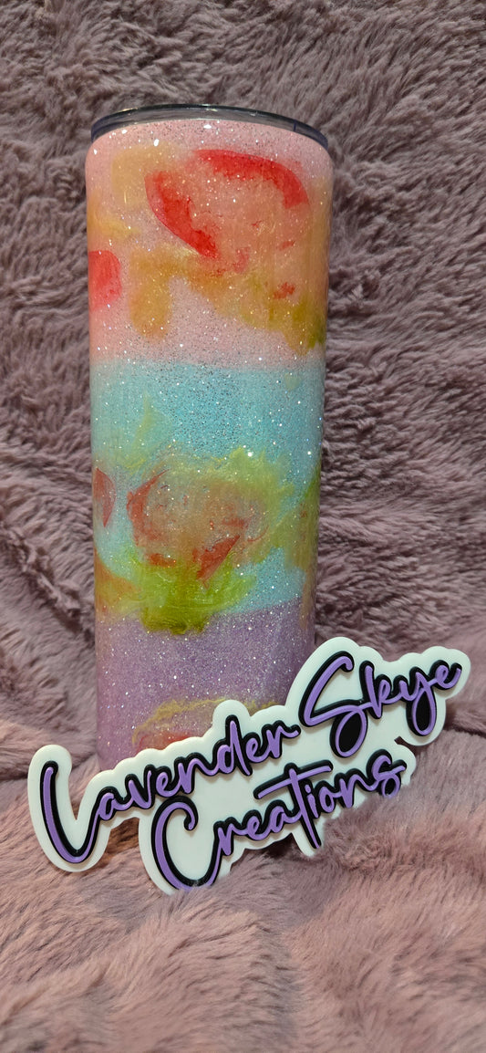 RTS 20oz Skinny {Green/Red Ink Swirl w/ Glow}