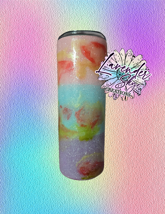 RTS 20oz Skinny {Green/Red Ink Swirl w/ Glow}