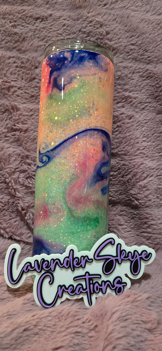 RTS 30oz Duo {Coral/Mint-Ocean Blue Ink Swirl w/ Glow}