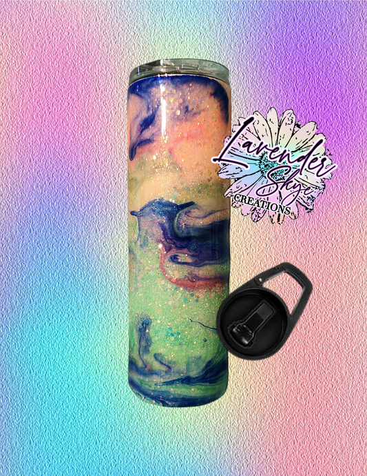 RTS 30oz Duo {Coral/Mint-Ocean Blue Ink Swirl w/ Glow}