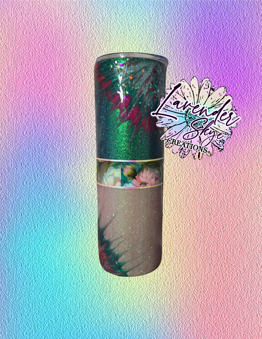 RTS 30oz Skinny {Emerald/Fuschia Boujie Burst w/ Glow}