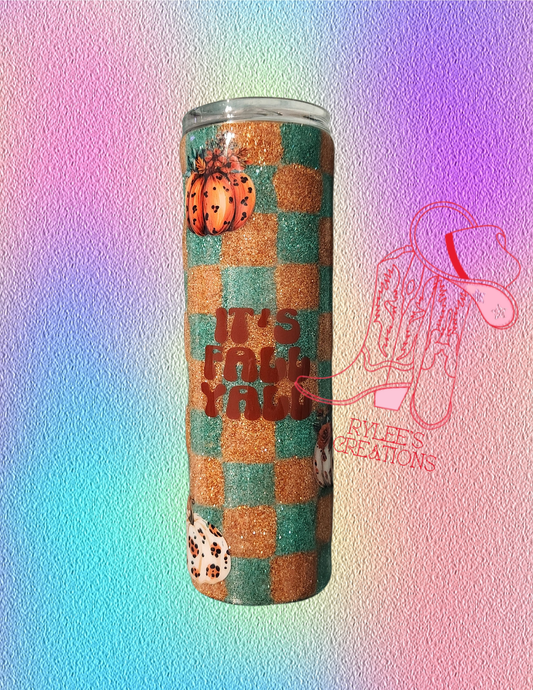 RTS 30oz Skinny {It's Fall Ya'll Checkerboard}