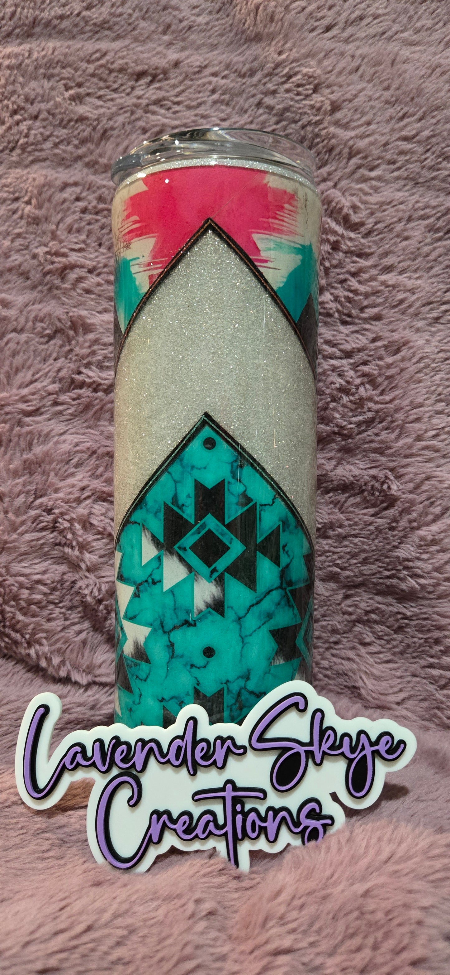 30oz Skinny {Pink/Teal Bull Skull}