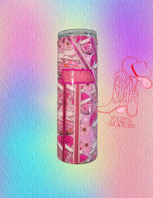 RTS 30oz Skinny {Pink Santa}