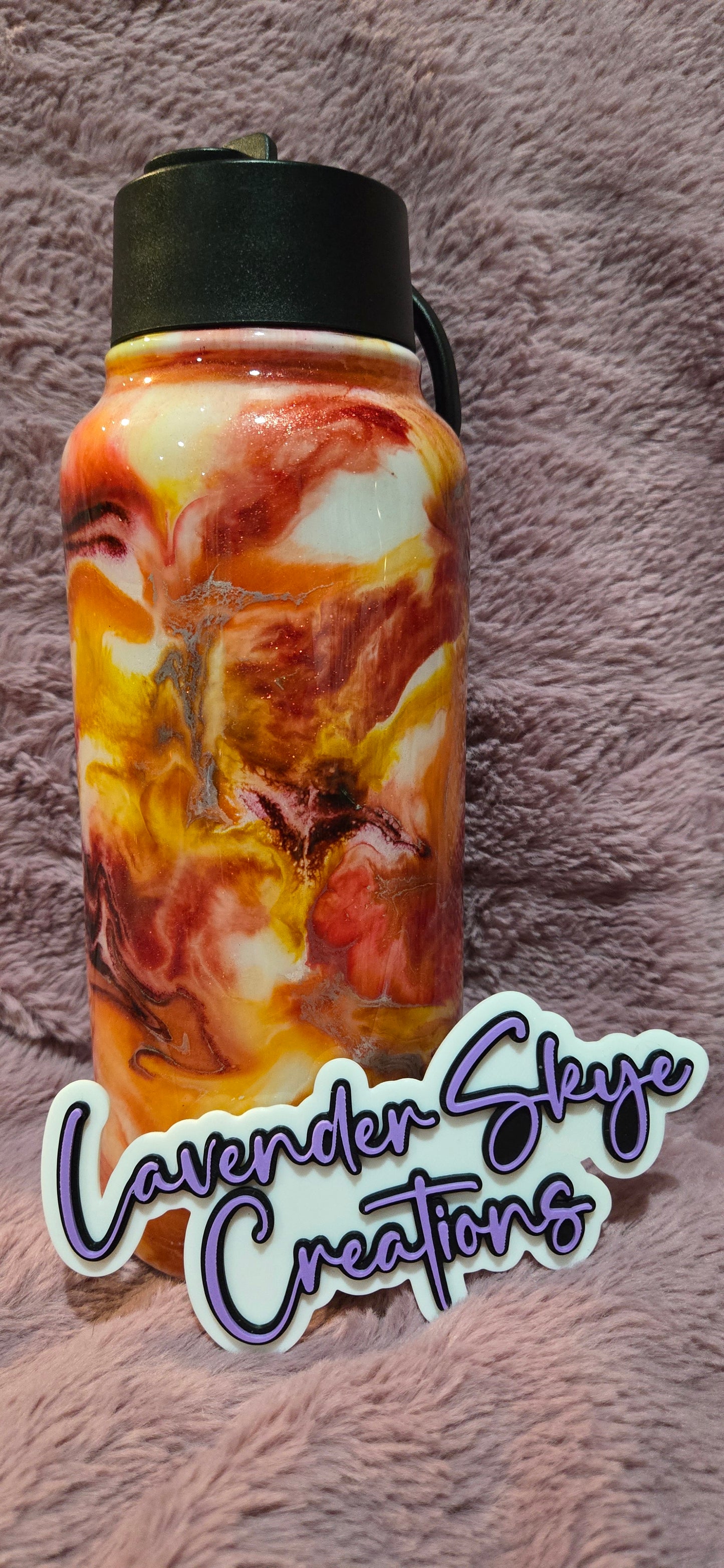 32oz Hydro {Fall Football Ink Swirl w/ Glow}