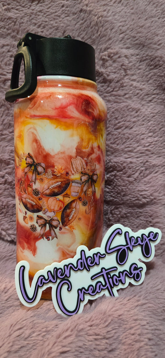 RTS 32oz Hydro {Fall Football Ink Swirl w/ Glow}
