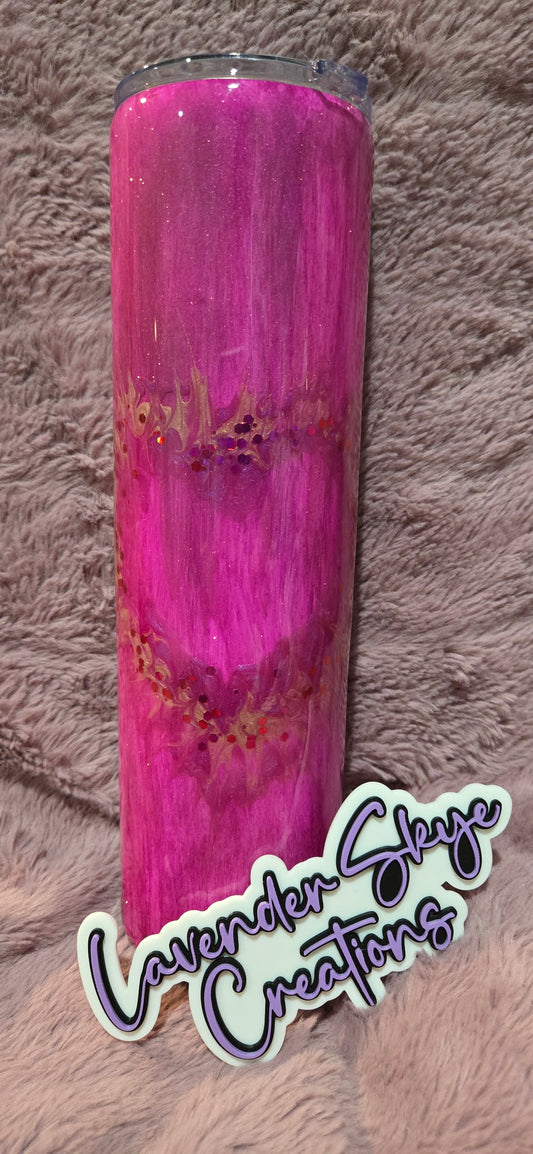 RTS 32oz Hydrofit {Pink Woodgrain Heart w/ Glow}