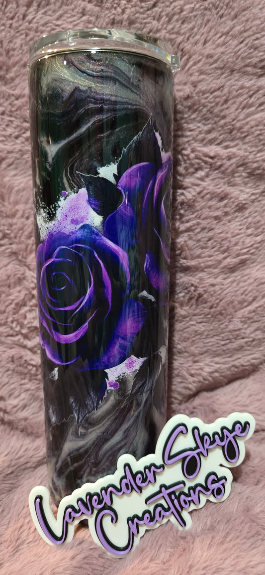RTS 35oz Duo {Dark Flower Ink Swirl w/ Glow}