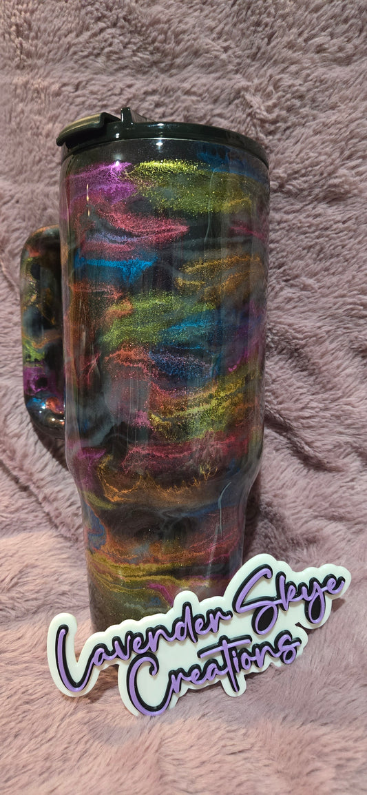 RTS 40oz Big Swig {Neon Chrome Ink Swirl w/ Glow}