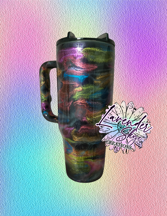 RTS 40oz Big Swig {Neon Chrome Ink Swirl w/ Glow}