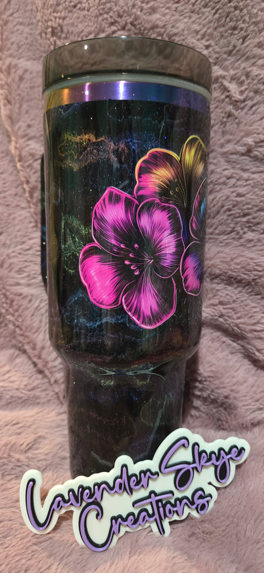 RTS 40oz Traveler {Bright Flower Ink Swirl}