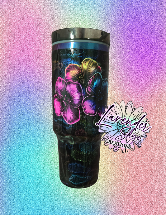 RTS 40oz Traveler {Bright Flower Ink Swirl}